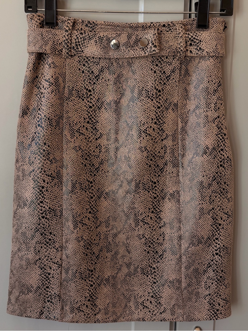 Haute Monde Snakeskin Faux Suede Pencil Skirt Brown Y2K Size Small